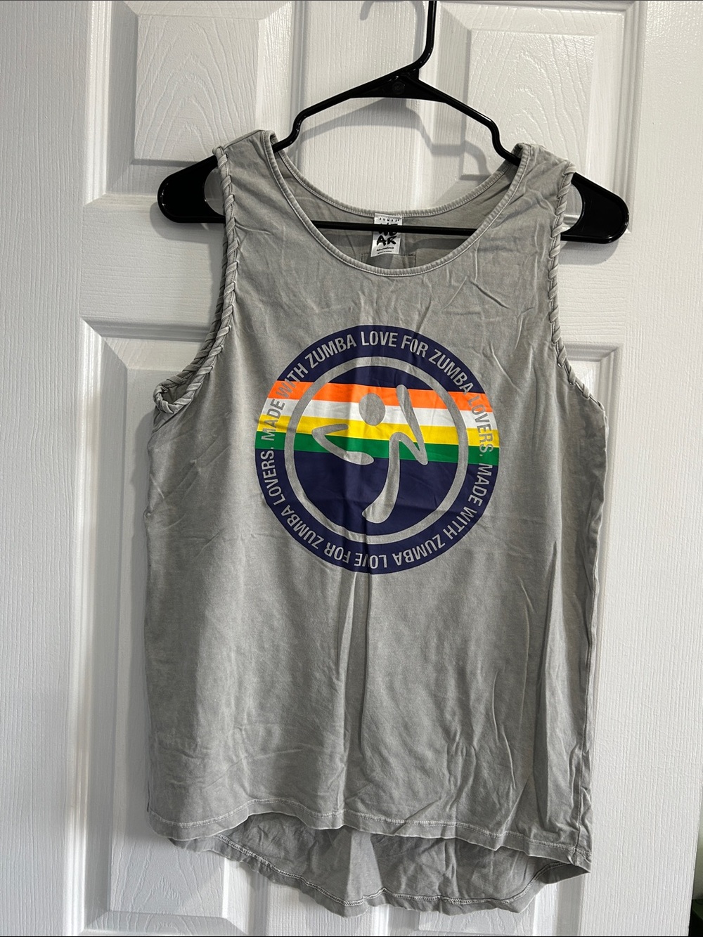 Zumba Fitness Light Gray Tank with Rainbow Circle Logo